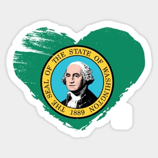 U.S. State - I Love Washington - Washington Flag Sticker